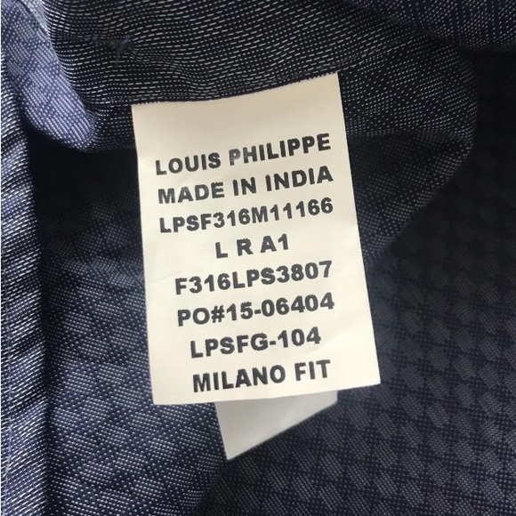 Louis Philippe Blue Long Sleeve Button Down Cotton Shirt 40 Cms - Picture 6 of 7